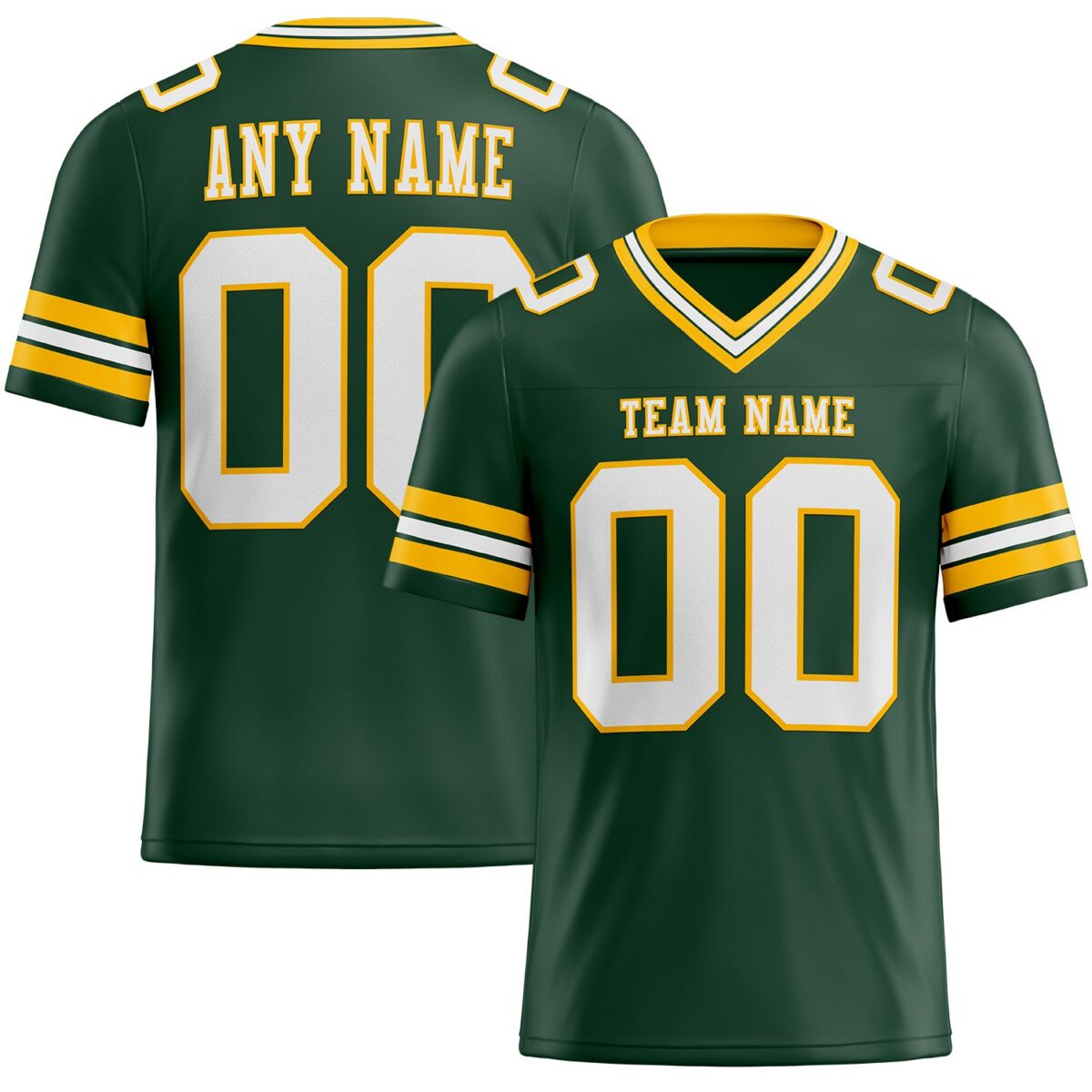 Custom Green White-Gold Authentic Football Jersey